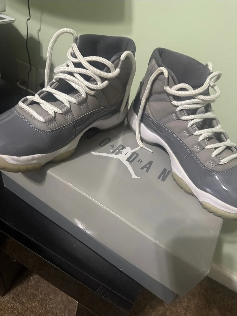 Jordan XI Cool Gray High-Top Patent Leather Sneakers